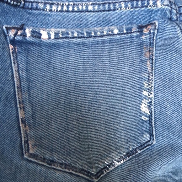 Black Orchid Bardot Straight Fray Jeans Silver Paint Embellished 24 - Picture 14 of 14